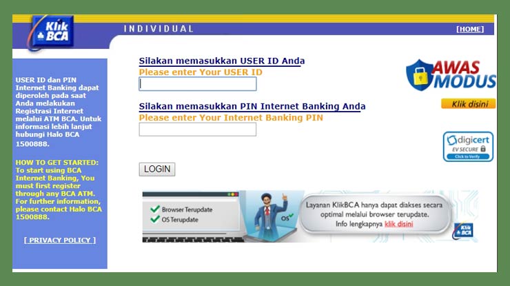 Mengatasi Lupa Pin Melalui Website Resmi Bca