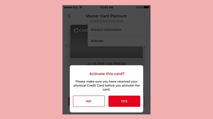 6 Lanjutkan Dengan Mengklik Yes Pada Persetujuan Aktivasi Kartu Kredit Cimb Niaga