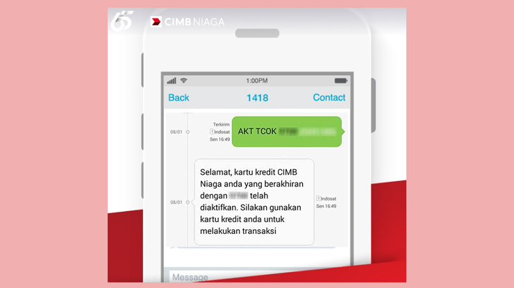 Mengirim Sms Aktivasi Kartu Kredit Cimb Niaga