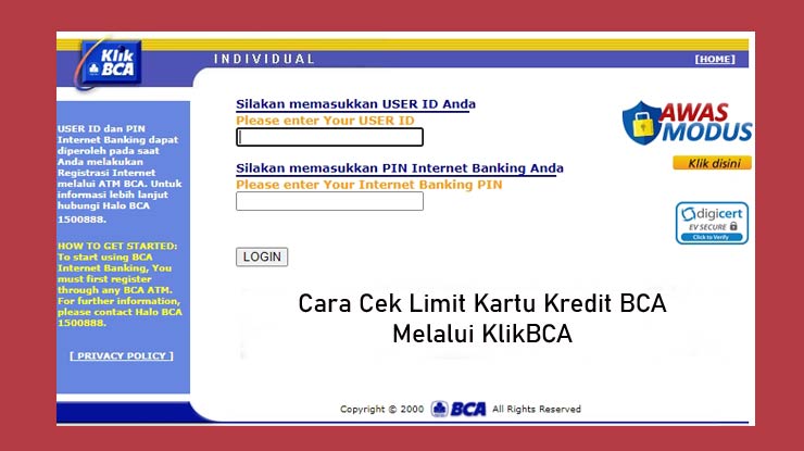 Cara Mengecek Limit Melalui Klikbca