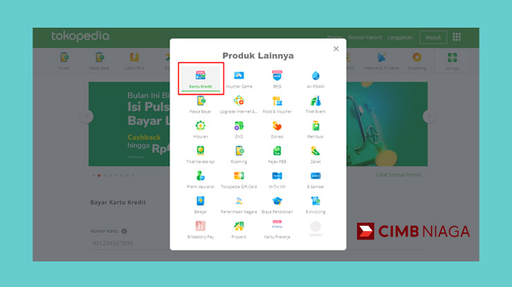 4. Cara Mengecek Tagihan CIMB credit card Melalui Tokopedia