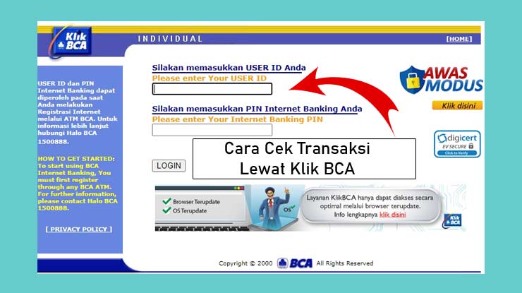 Cara Cek Transaksi Melalui Klikbca