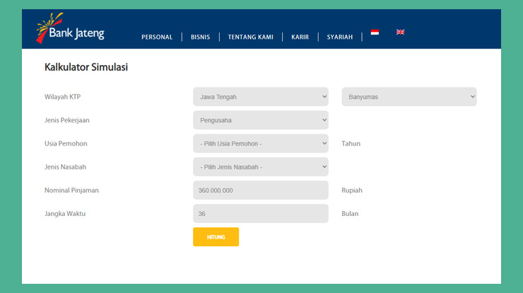 2 Simulasi Kredit Website Resmi Bank Jateng