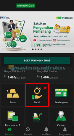 2 Tekan Menu Gadai