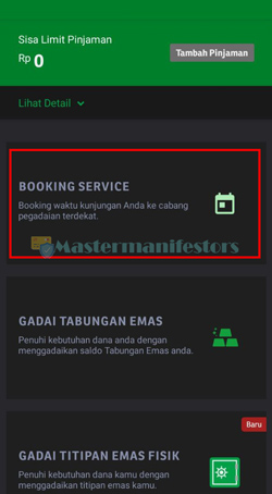 3 Tekan Menu Booking Service