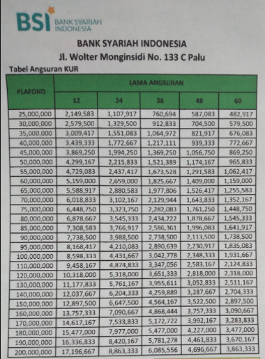 Tabel Angsuran Usaha Mikro