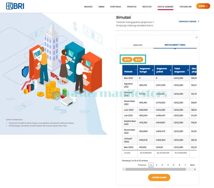 4 Cetak Hasil Simulasi Kur Bri Tanpa Agunan