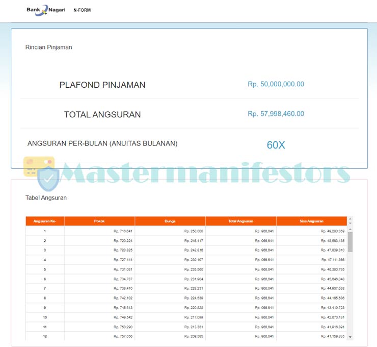 3 Simak Hasil Simulasi Angsuran Kur