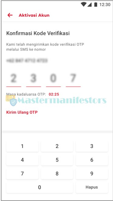 4 Masukkan Kode Verifikasi Sms