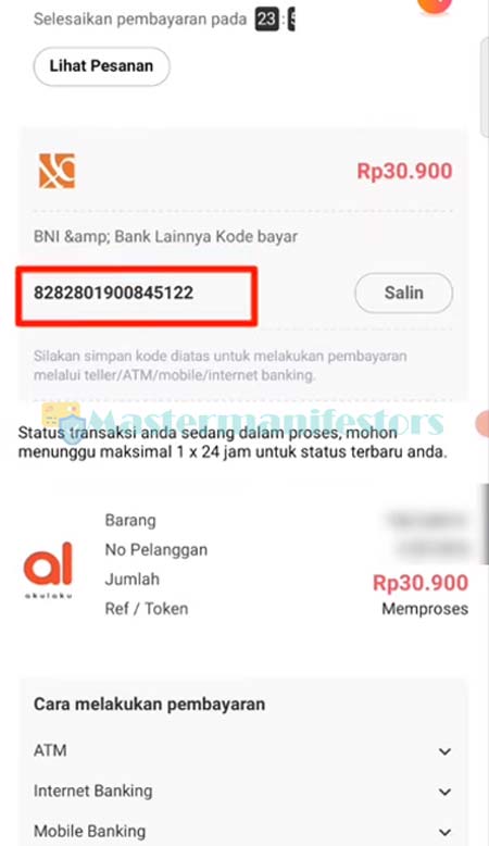 6 Simpan Kode Bayar