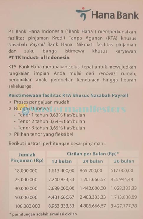 Tabel Angsuran KTA Bank Hana 02