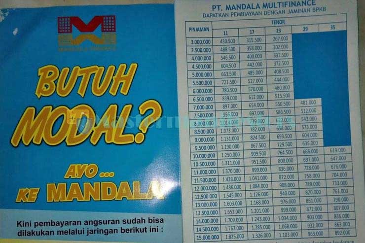 Tabel Angsuran Mandala Finance 01