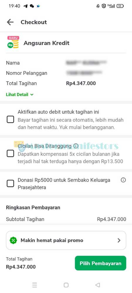 Bila kode benar maka akan muncul tampilan seperti berikut ini.