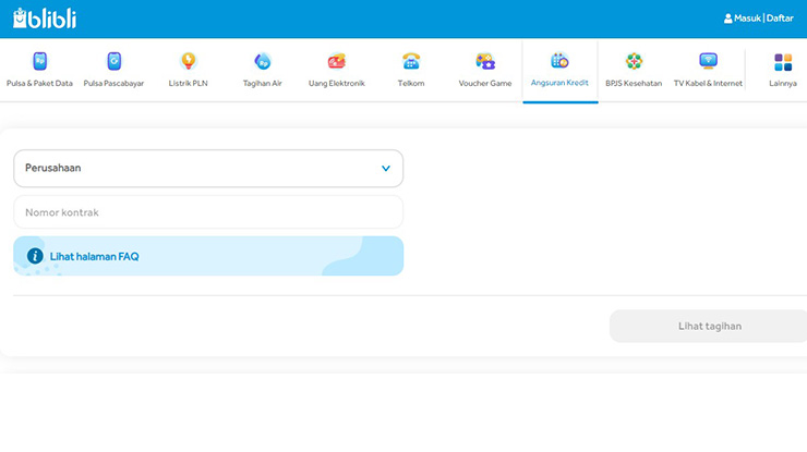 Cek Angsuran via Blibli