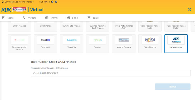Cek Angsuran via Virtual Klik Indomaret