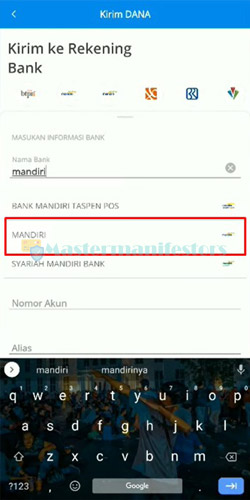 Masukkan Nama Bank Mandiri