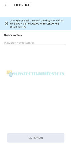 Masukkan Nomor Kontrak Astra