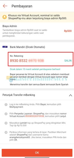 Salin Kode Transfer DANA ke ShopeePay