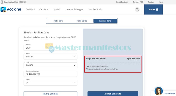 Terakhir simaklah hasil simulasi angsuran seperti pada gambar di bawah.