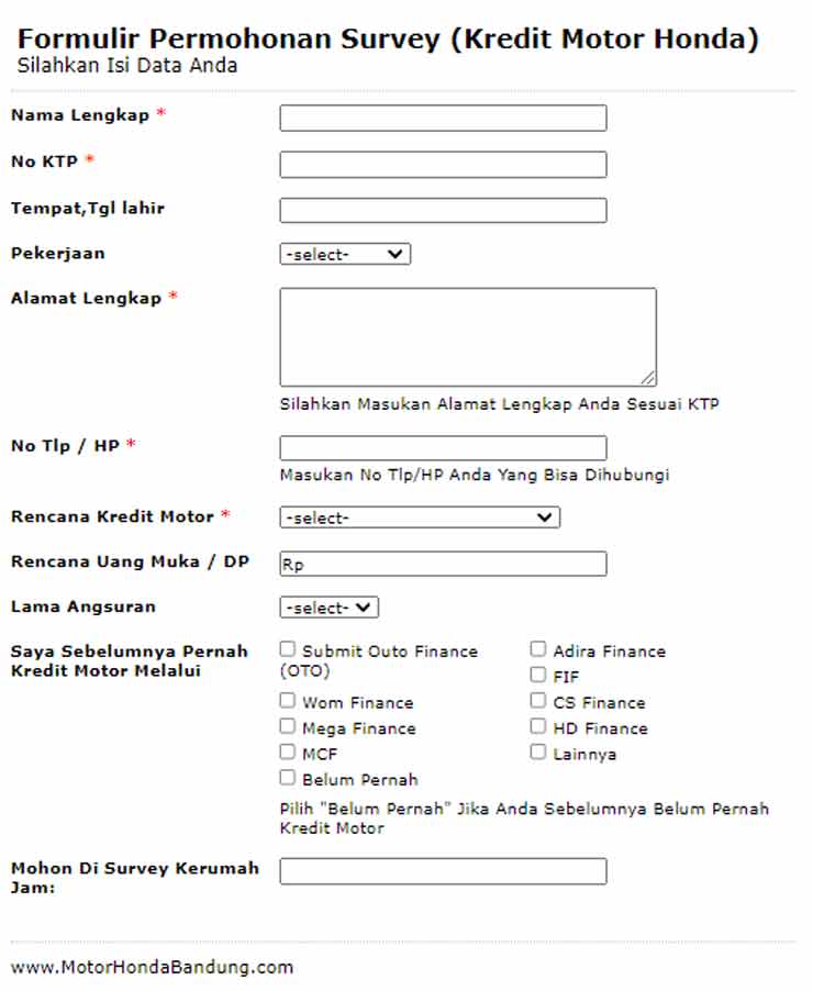 Gambar Contoh Formulir Survey Kredit