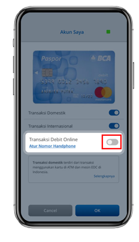 Geser Tombol Transaksi Debit Online