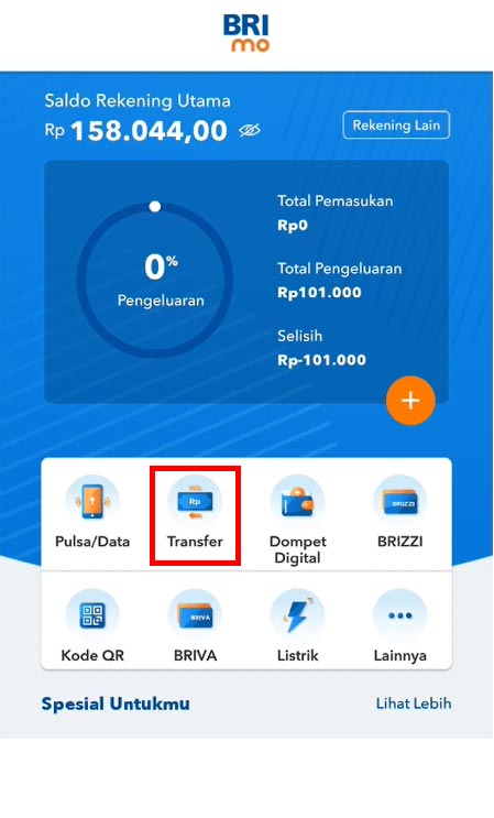 Pilih Menu Transfer