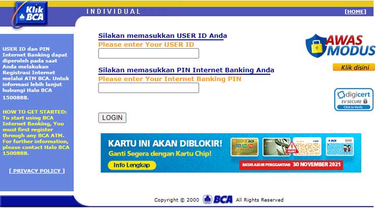 Buka Website KlikBCA di BrowserBuka Website KlikBCA di Browser