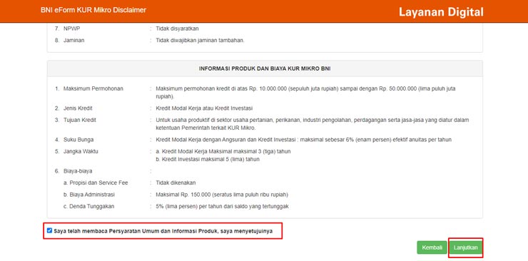 Konfirmasi Syarat dan Ketentuan KUR Prakerja BNI