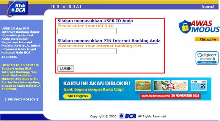 Login ke Akun KlikBCA