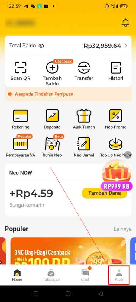 Pilih Menu Profil