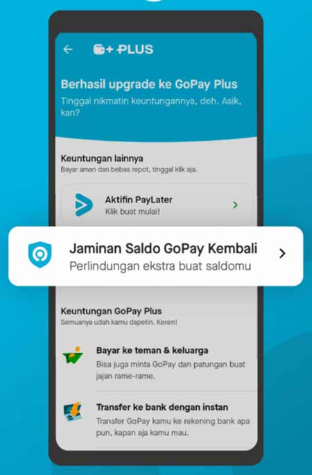 Klik Menu Jaminan Saldo Kembali