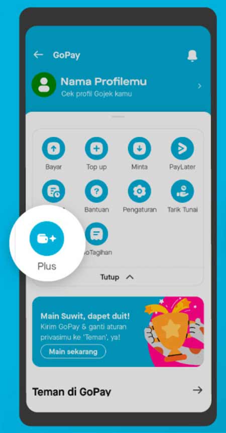 Pilih Menu Gopay Plus