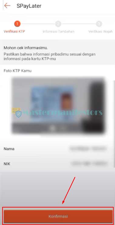 Selanjutnya ambil dan upload foto KTP sesuai kotak yang telah tersedia di layar, lalu klik konfirmasi