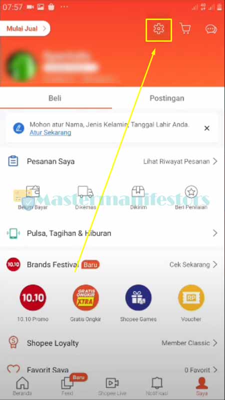 2. Masuklah Ke Pengaturan di Menu Saya