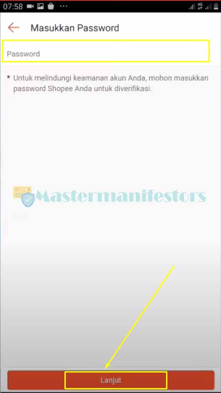 5. Input Password Sebagai Verifikasi