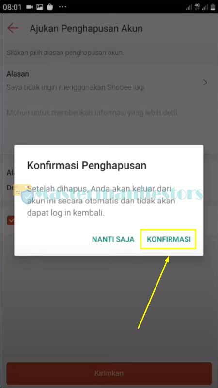 7. Konfirmasi Proses Hapus