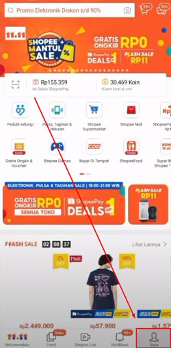 Buka Aplikasi Shopee lalu klik di pilihan Saya (bagian pojok kanan bawah).