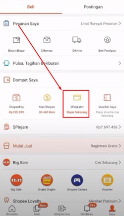 Kemudian tekan menu Shopee Paylater (SPaylater).