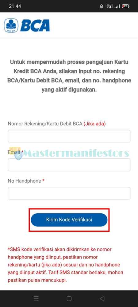 Lanjut masukkan data rekening Anda, klik Kirim Kode Verifikasi. Lalu masukkan Kode Verifikasi & klik Submit.