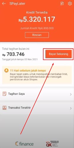 Setelah muncul jumlah tagihan, tekan tombol Bayar Sekarang yang berada disampingnya.