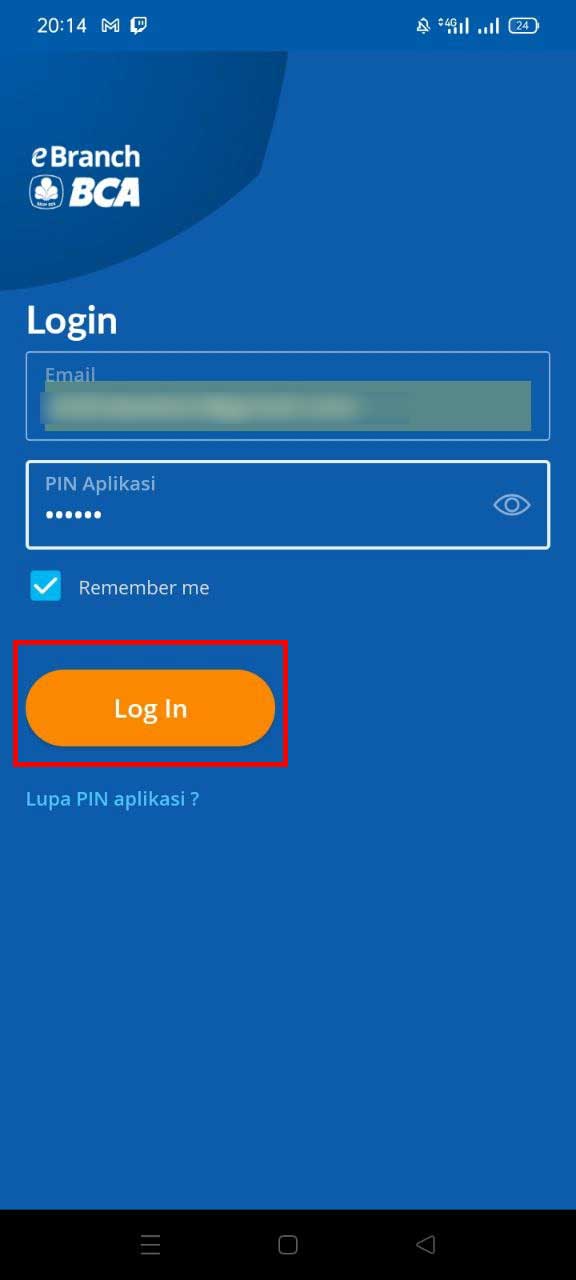 Terakhir cobalah Log In menggunakan email & PIN tadi.