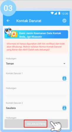 3. Input Info Kontak Darurat