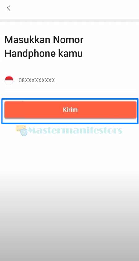 3. Masukkan Nomor HP Aktif V2