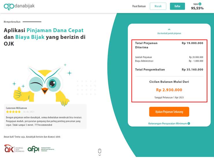 3. Simak Hasil Simulasi Angsuran Danabijak