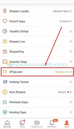 Klik pada pilihan Shopee Paylater.