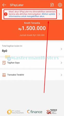 Tekan tombol Silakan Klik di sini untuk Membuka atau Mohon Update Informasimu Untuk Mengaktifkan Akun.