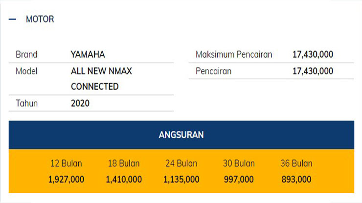 1. Simulasi Tabel Angsuran BPKB Motor