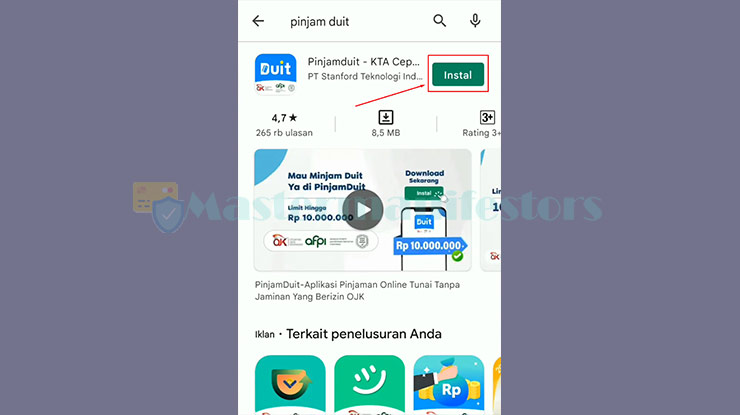 1. Instal Aplikasi PinjamDuit