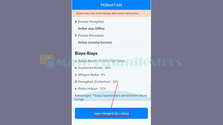 2. Menyetujui Kebijakan dari PinjamDuit