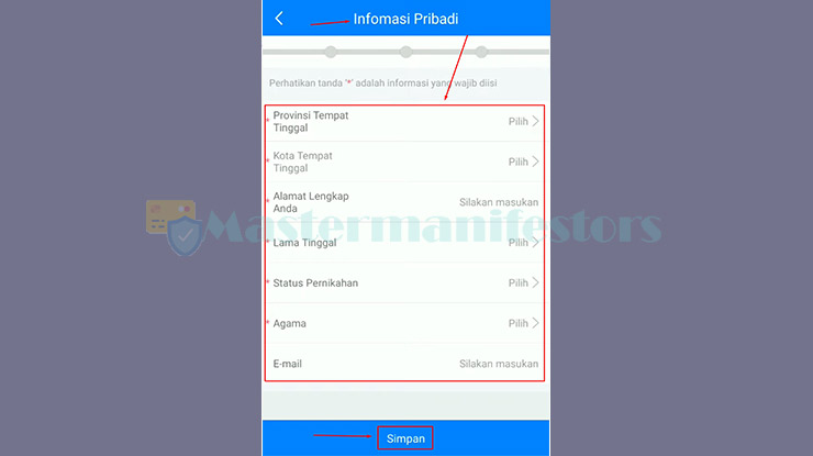 5. Mengisi Informasi Pribadi